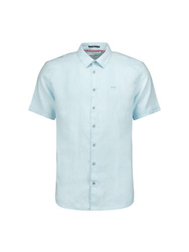Shirt Short Sleeve Linen Solid Blau L