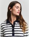 Breton Striped Piqué Langarm-Poloshirt XL - Cream