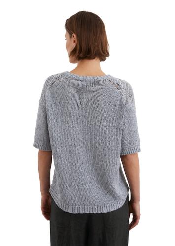Kurzarm-Pullover loose Blau XL