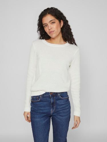 VIDALO O-NECK L/S KNIT TOP- NOOS L Normal geschnitten - White Alyssum