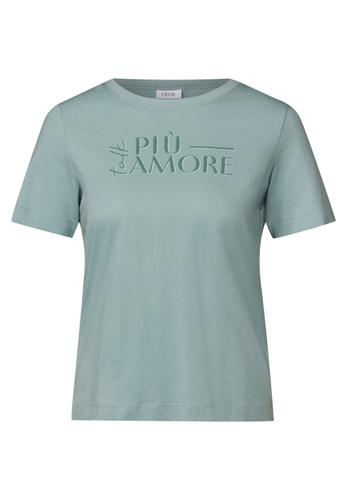 T-Shirt mit Wording L - Cool Salvia Green