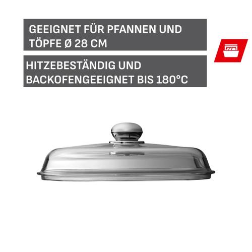 Glasdeckel 28 cm mit Metallknauf