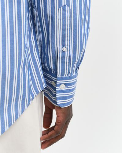 Regular Fit Classic Popeline Hemd mit Streifen Blau XXL