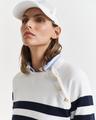 Gestreiftes Rundhals-Sweatshirt mit goldfarbenen Knöpfen S - Eggshell