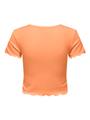 ONLKIKA S/S V-NECK TOP JRS XL Normal geschnitten - Orange Chiffon