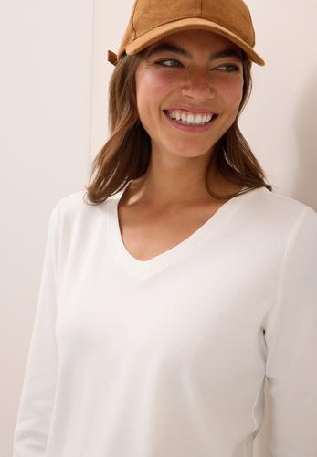 Basic V-Neck Shirt L - Vanilla White