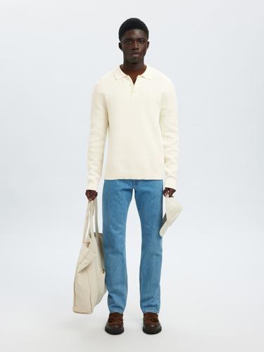 SLHDANE LS KNIT STRUCTURE POLO NECK XL Locker geschnitten - Egret