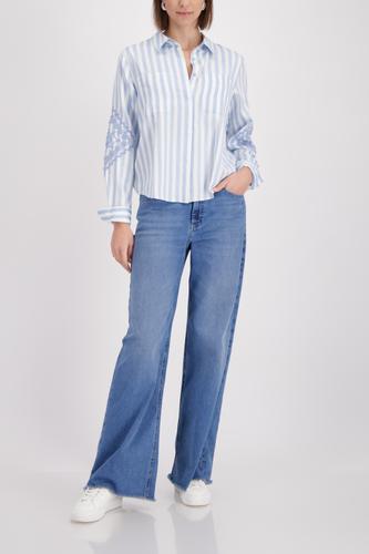 Bluse mit Kordelstickerei 40 - Light Sky Ringel