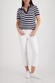 Ajour-Polo-Pullover mit Strasssteinen 40 - Marine Ringel