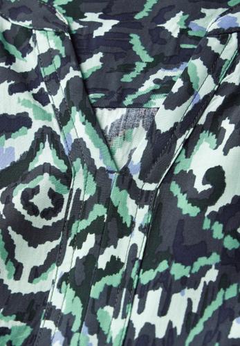 Gemustertes Volant-Kleid L - Slate Khaki