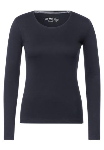 Basic Langarmshirt M - Night Sky Blue