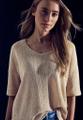 T-Shirt mit Glitzerdetails Beige 36