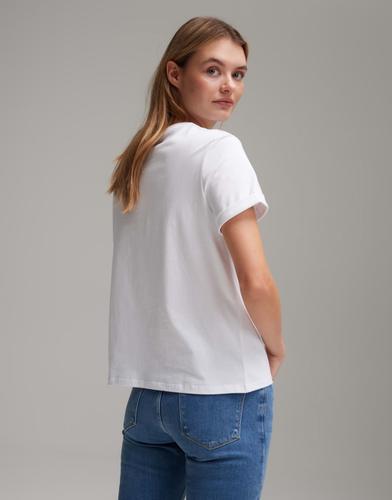OPUS T-Shirt »Serz« mit kleiner Herz-Stickerei - Weiß / 38