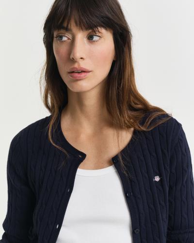 Strickjacke aus Stretch-Baumwolle mit Zopfmuster M - Evening Blue