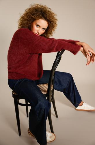 Weicher Langarm-Pullover 42 - Bordeaux