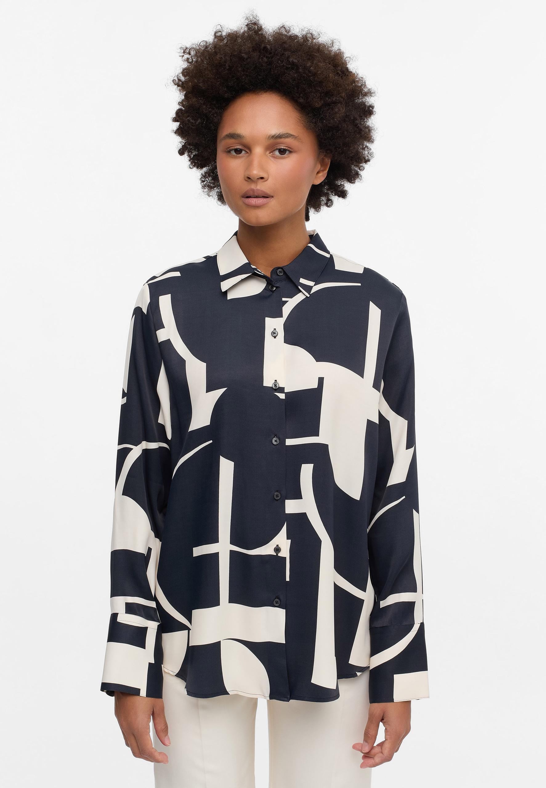 Bluse Viskose Langarm 44/Langarm LOOSE FIT - Schwarz