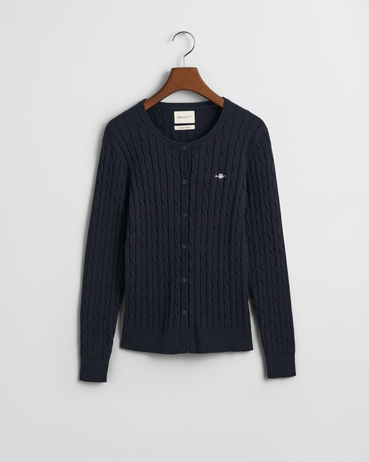 Strickjacke aus Stretch-Baumwolle mit Zopfmuster M - Evening Blue