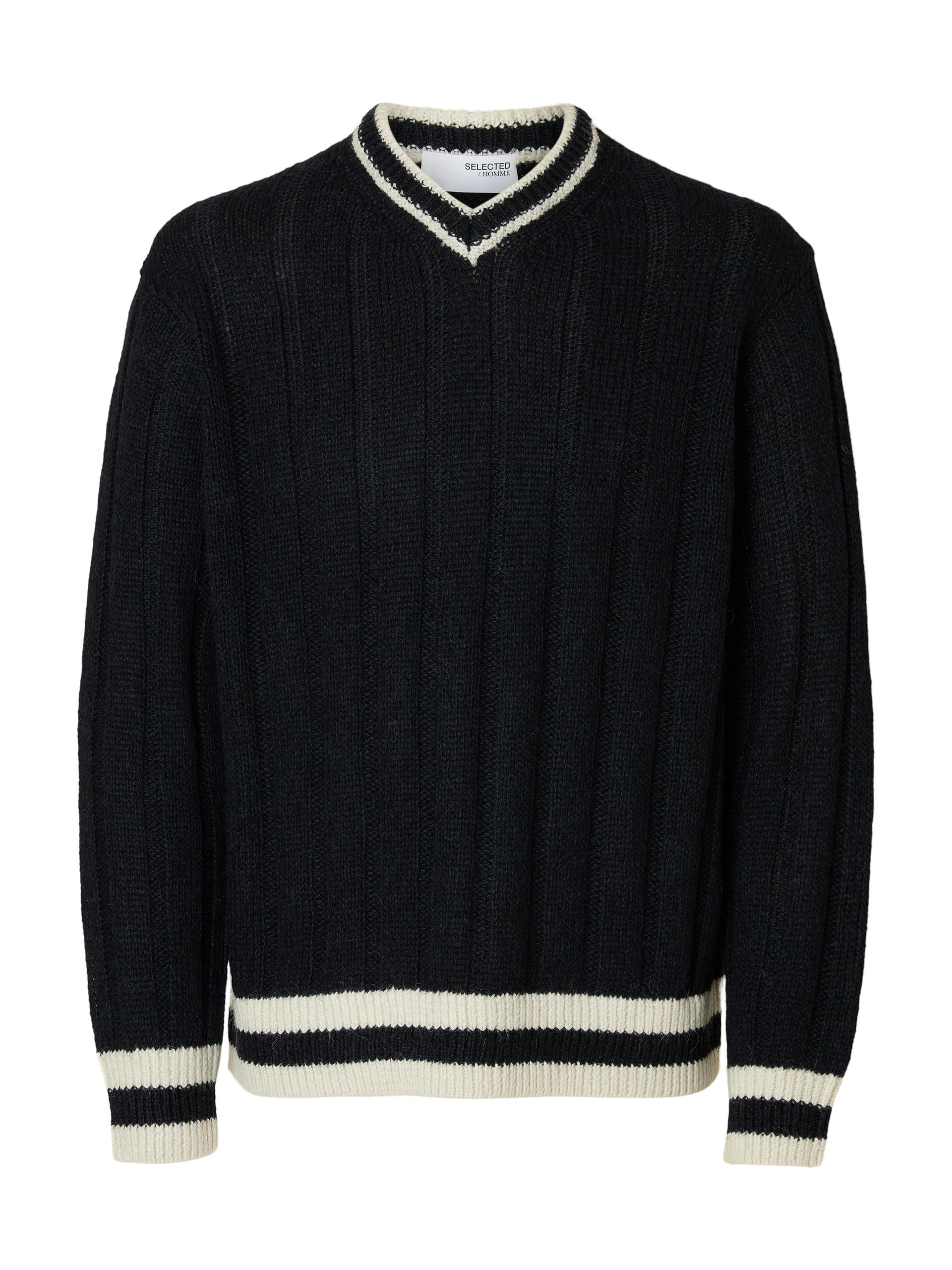 SLHROY LS KNIT RELAXED RIB V-NECK XL Locker geschnitten - Sky Captain