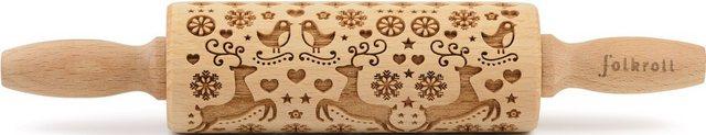 folkroll Teigroller »3D-Motiv-Teigrolle« Buchenholz, Rentier