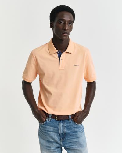 Kontrast Piqué Poloshirt M - Peachy Orange
