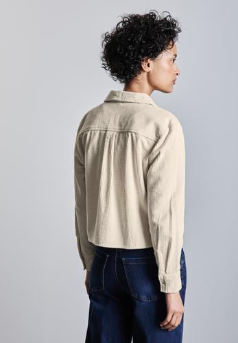 Cordbluse mit Knopfleiste Beige 42