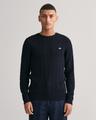 Zopfstrick Rundhalspullover aus Baumwolle XXXL - Evening Blue