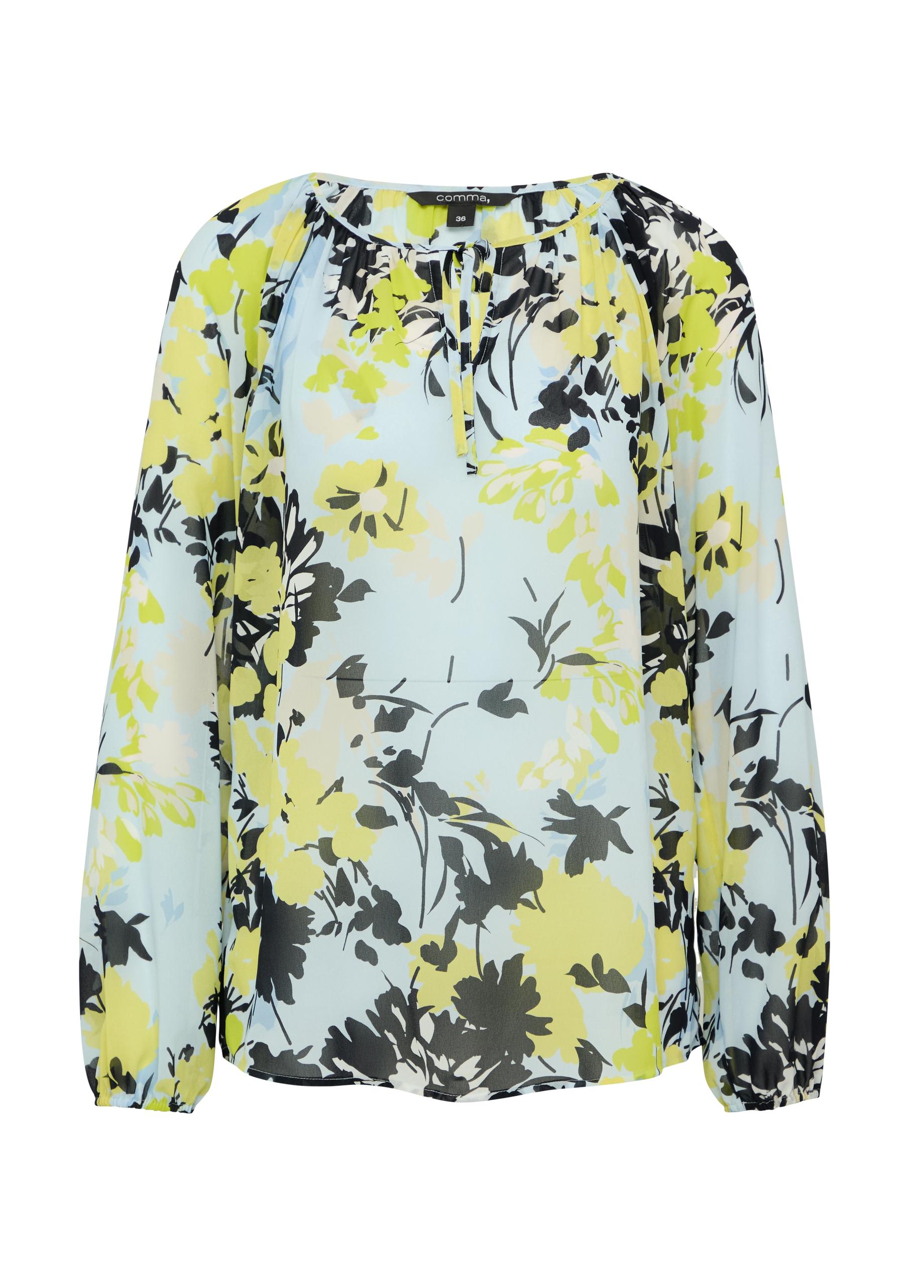 Bluse 38 - Blau|gelb