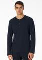 Langarmshirt Knopfleiste Blau 50
