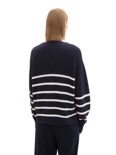 Cardigan mit V-Ausschnitt XL Regular Fit - Placed Navy White Stripe
