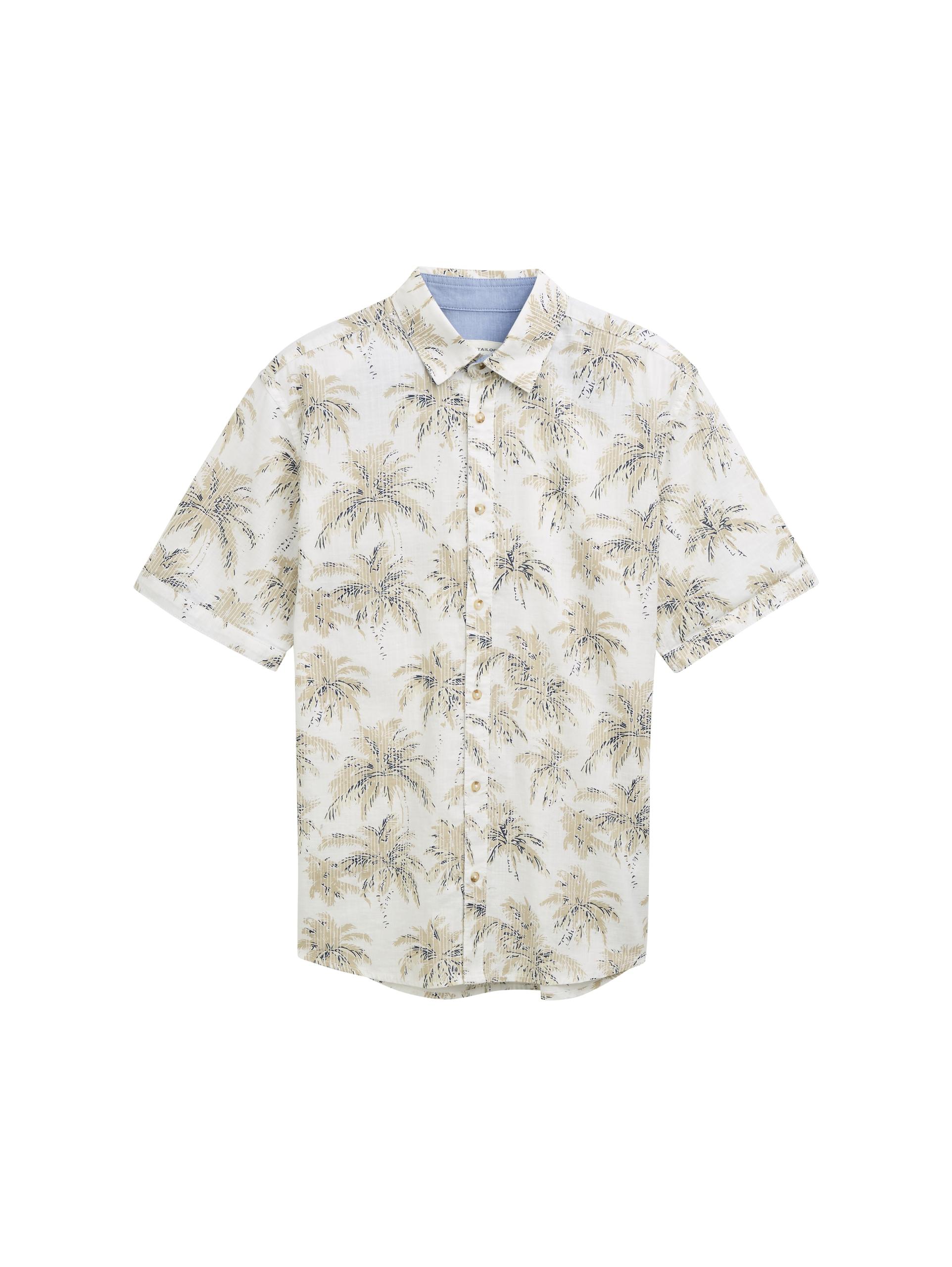 Regular Fit Kurzarmhemd mit Palmen-Print XXL Regular Fit - Off White Stripe Palm Design