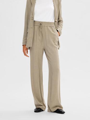 SLFVIVA-GULIA HW LONG LINEN PANT NOOS 40 Normal geschnitten - Greige