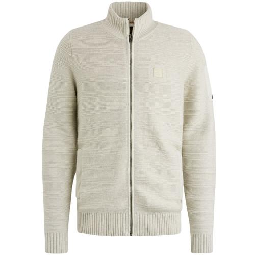 Zip jacket cotton structure knit Weiß L