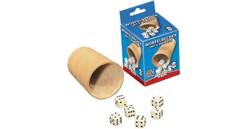Würfelbecher mit 6 Würfeln (8,4 cm)