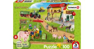Puzzle Schleich Farm World inkl. Schleich-Figur - Bauernhof und Hofladen, 100 Teile