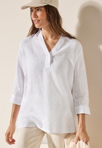 Leinen-Longbluse M - White