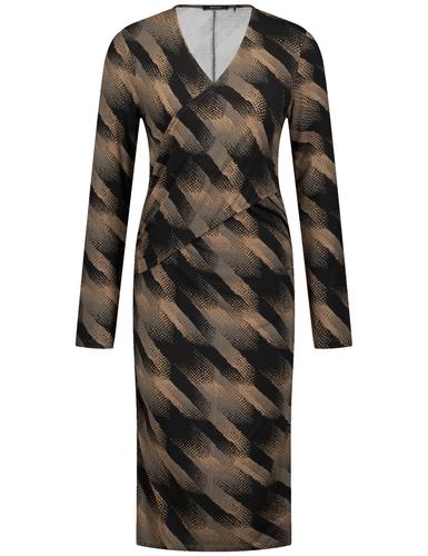 Jerseykleid mit Wickel-Effekt 38 Figurbetont - Wood Gemustert