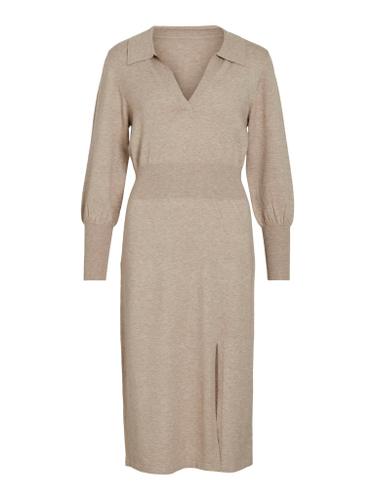 VICOMFY L/S COLLAR RIB KNIT DRESS - NOOS Braun L