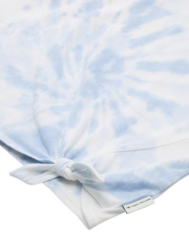Cropped T-Shirt mit Knoten-Detail 176 Cropped Fit - Light Blue Tie Dye Design