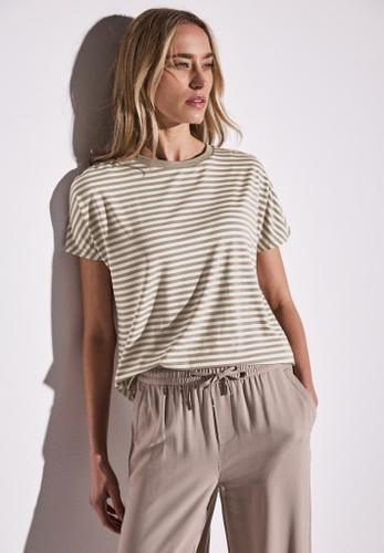 Gestreiftes T-Shirt Beige 36