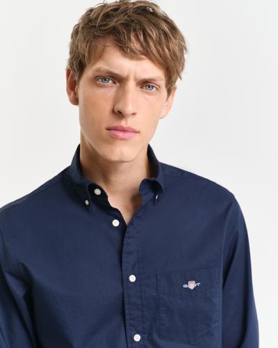 Regular Fit Classic Popeline Hemd L - Marine