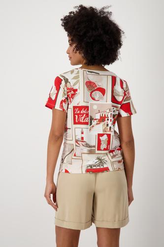 T-Shirt mit Polaroid-Print 36 - Red Gemustert