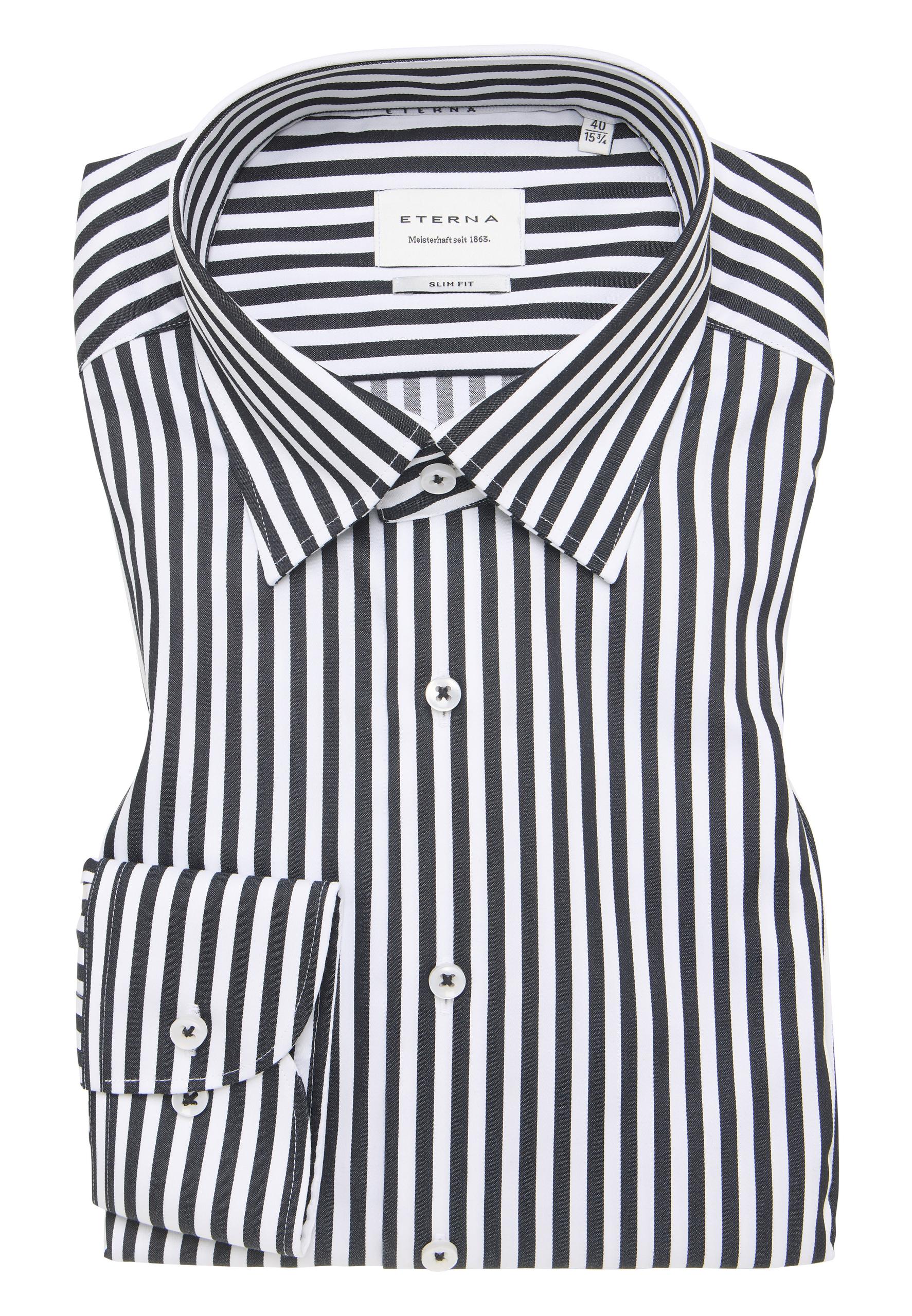 Hemd Satingewebe Langarm 38/Langarm - 67cm SLIM FIT - Schwarz