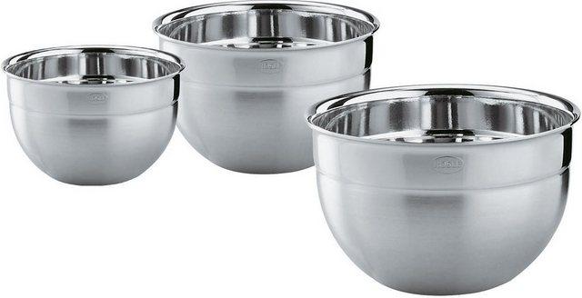 RÖSLE Schüssel, Edelstahl, (Set, 3-tlg), Schüssel-Set in Profiqualität, zum Zubereiten, Servieren und Aufbewahren von Lebensmitteln, Edelstahl 18/10, spülmaschinengeeignet
