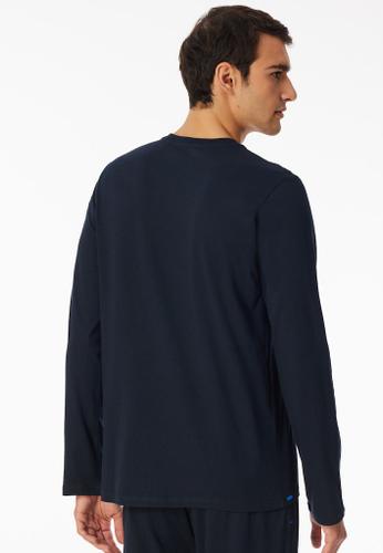 Langarmshirt Knopfleiste Blau 50