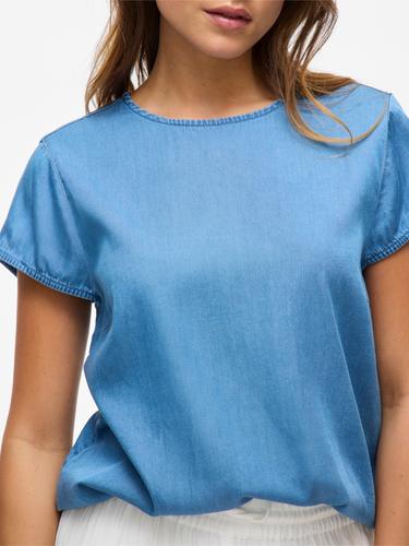 VIBISTA C/S O-NECK TOP - NOOS XS Normal geschnitten - Medium Blue Denim