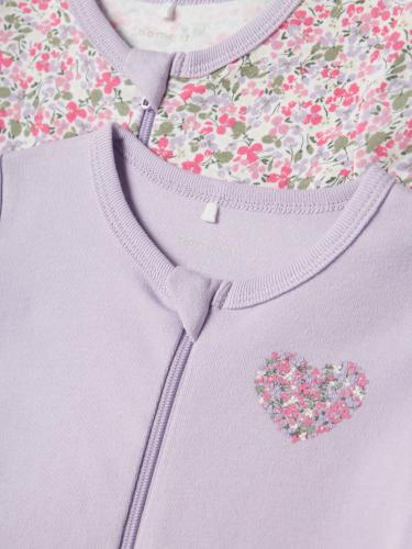 NBFNIGHTSUIT 2P ZIP FF PETIT FLOWER NOOS 50 - Pastel Lilac