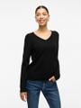 VIRIL V-NECK L/S KNIT TOP - NOOS Schwarz XL