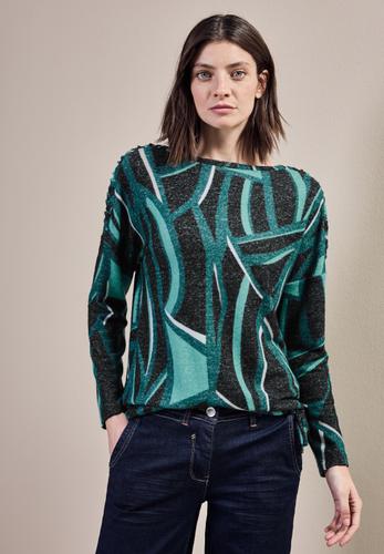 Bedrucktes Langarmshirt L - Black Melange
