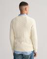 Zopfstrick Rundhalspullover aus Baumwolle XXXL - Cream