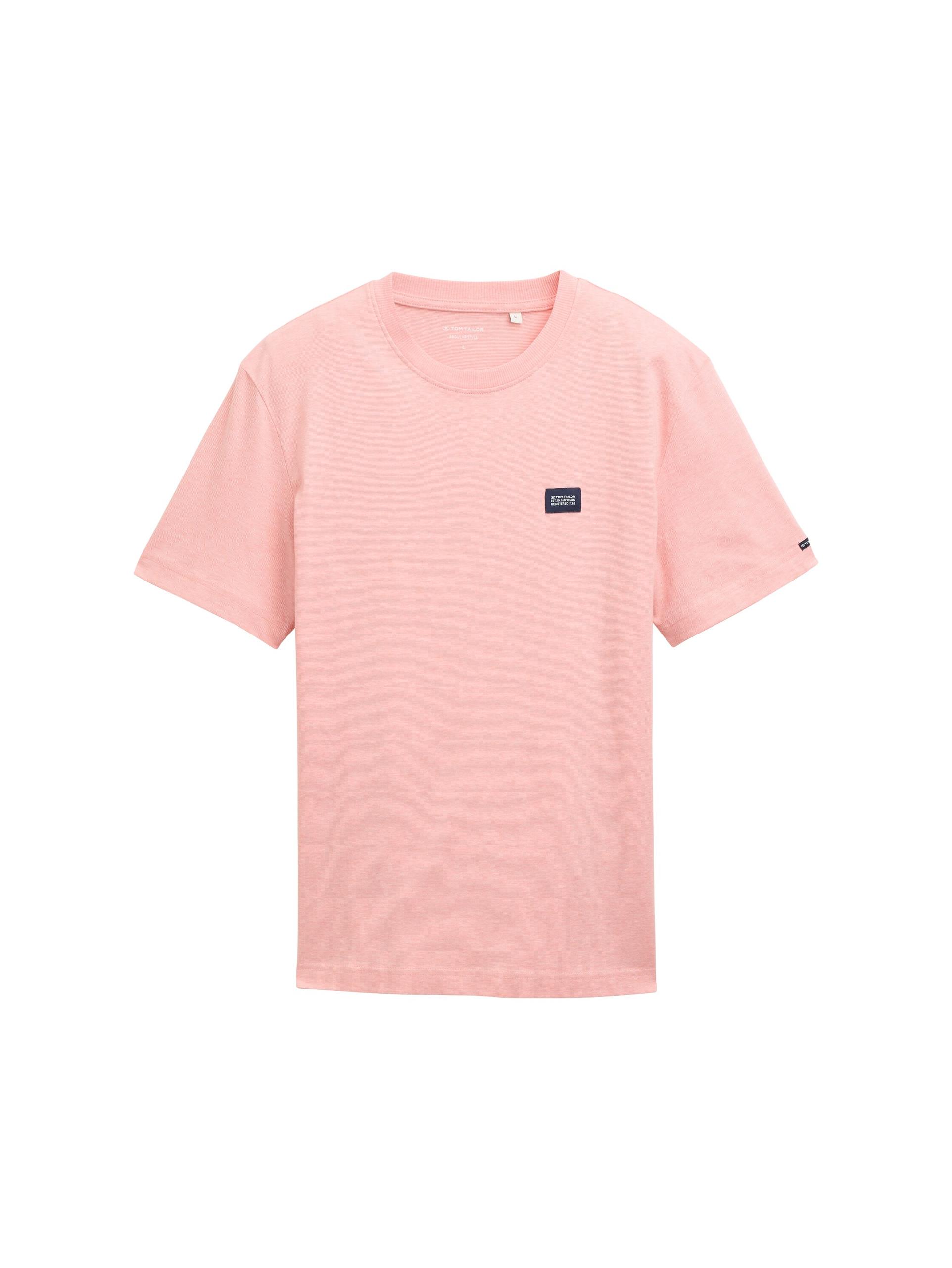 T-Shirt mit Logo-Label XL Regular Fit - Hazy Coral White Fine Stripe